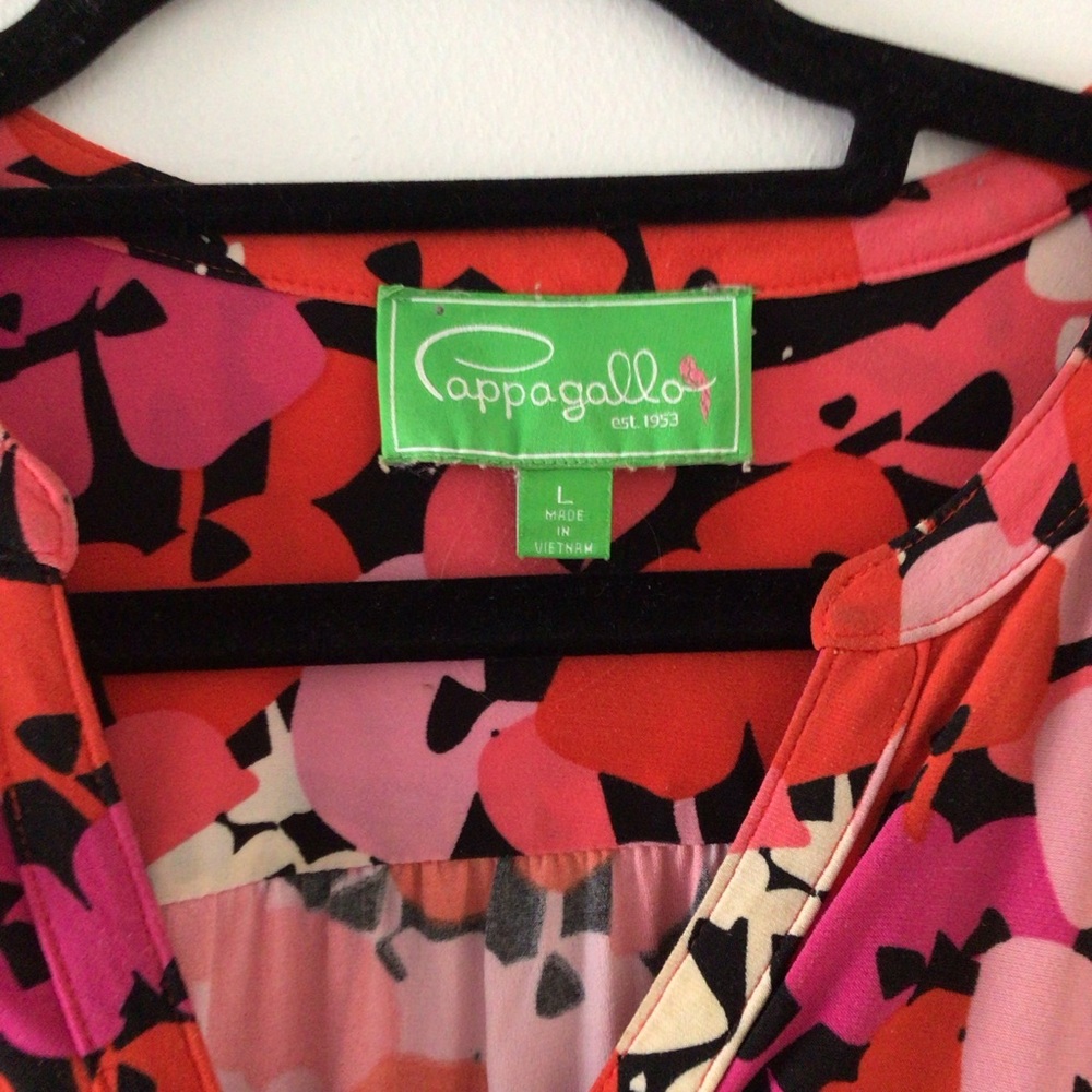 Pappagallo pretty Black, Pink & White floral print, long sleeve Dress. Size L. - Picture 6 of 7
